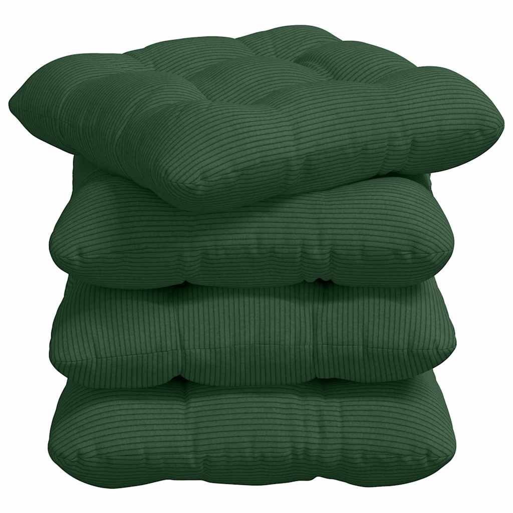 Sitzkissen 4 pcs Dunkelgrün 40 x 40 cm Cordstoff