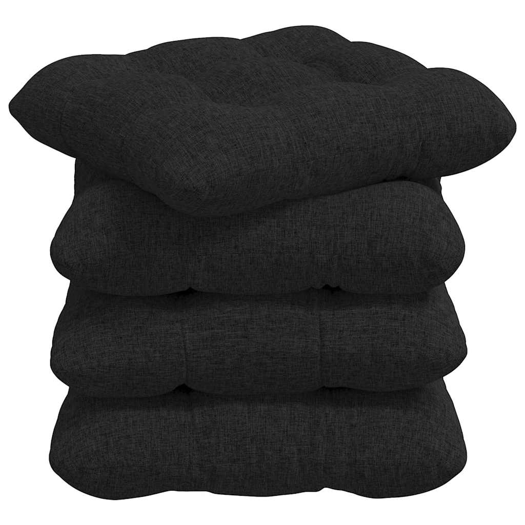 Sitzkissen 4 pcs Schwarz 45 x 45 x 12 cm Stoff