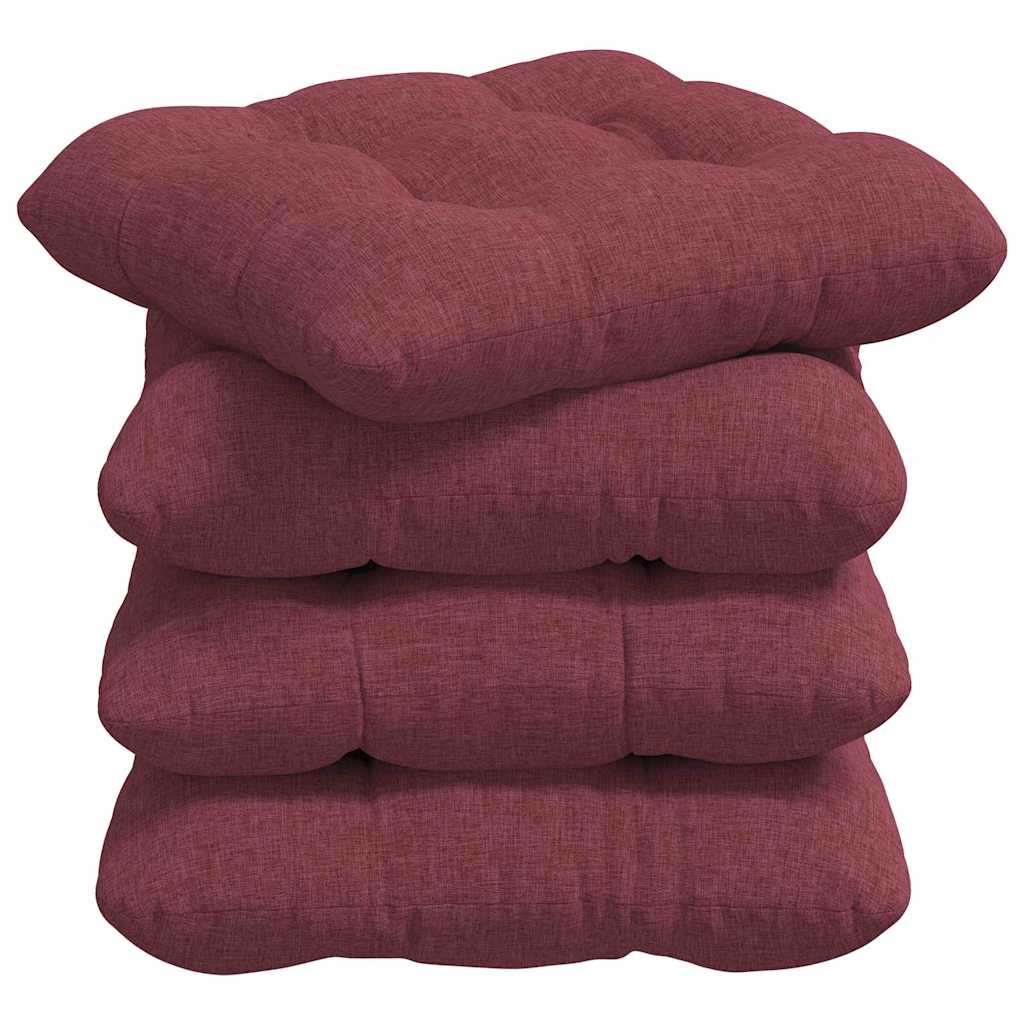Sitzkissen 4 pcs Weinrot 45 x 45 x 12 cm Stoff