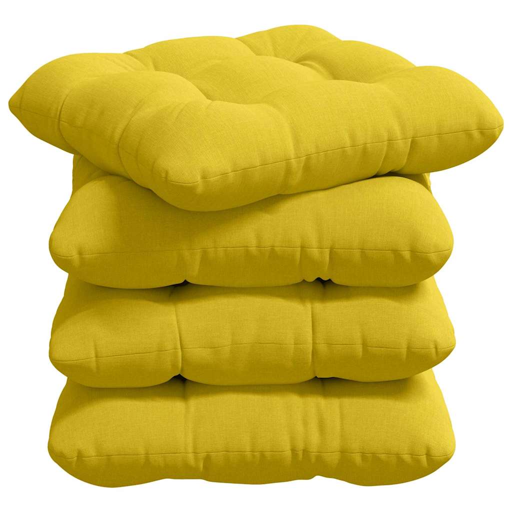 Sitzkissen 4 pcs Helles Gelb 45 x 45 x 12 cm Stoff