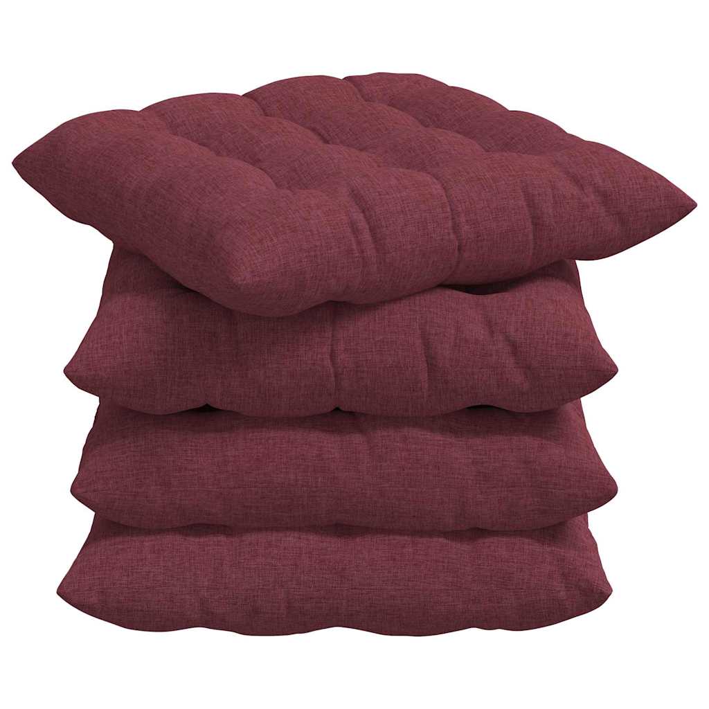 Sitzkissen 4 pcs Weinrot 40 x 40 x 6 cm Stoff