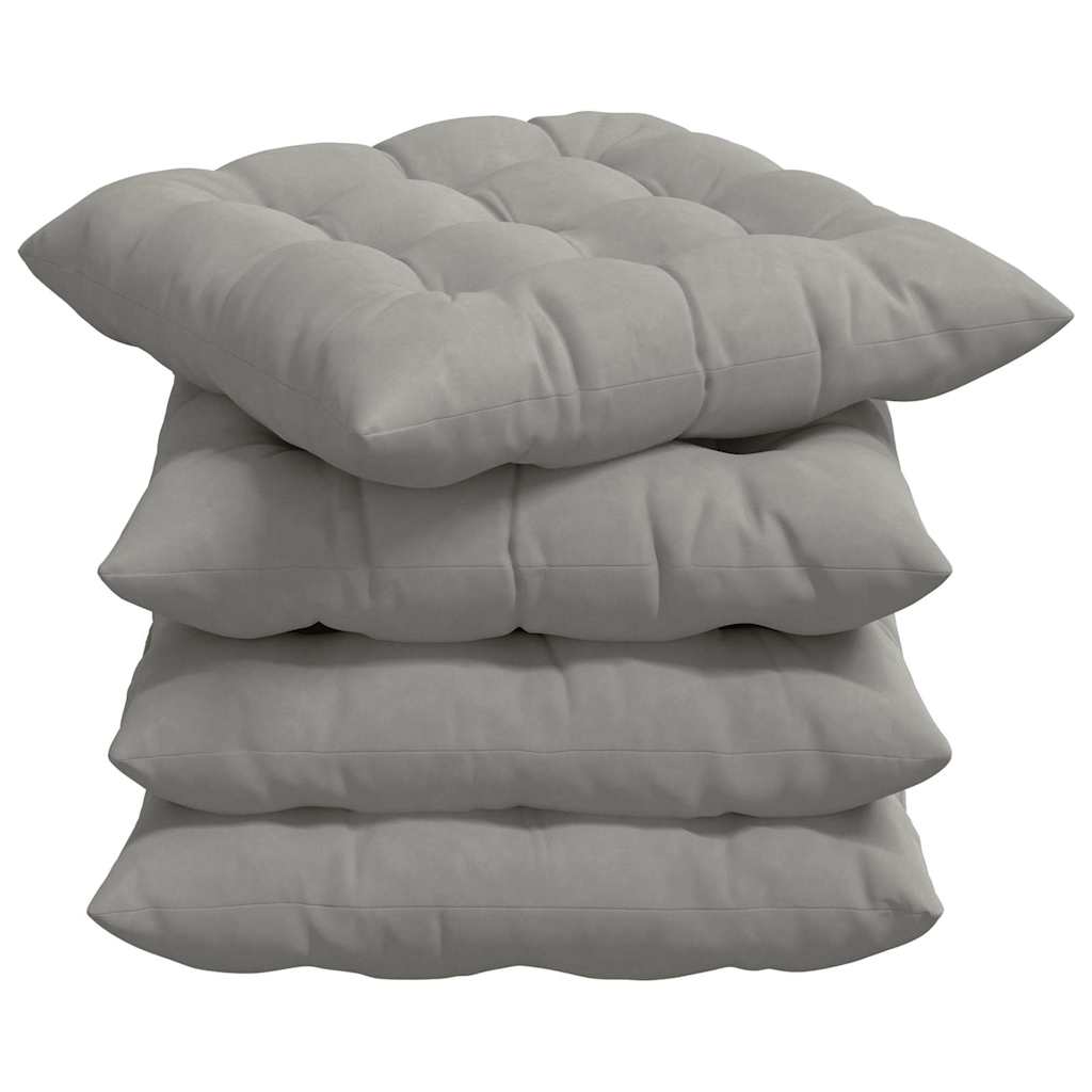 Sitzkissen 4 pcs Hellgrau 40 x 40 x 6 cm Mikrofaser