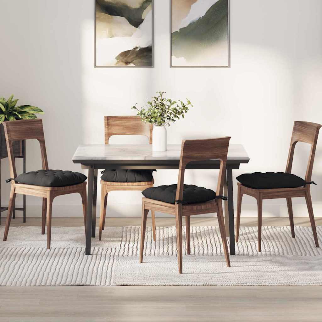 Sitzkissen 4 pcs Schwarz 40 x 40 x 6 cm Mikrofaser