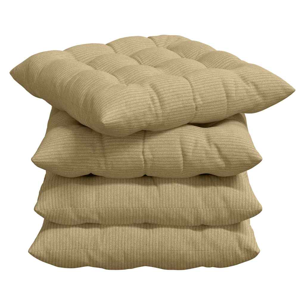 Sitzkissen 4 pcs Grau-Grün 40 x 40 x 6 cm Cordstoff