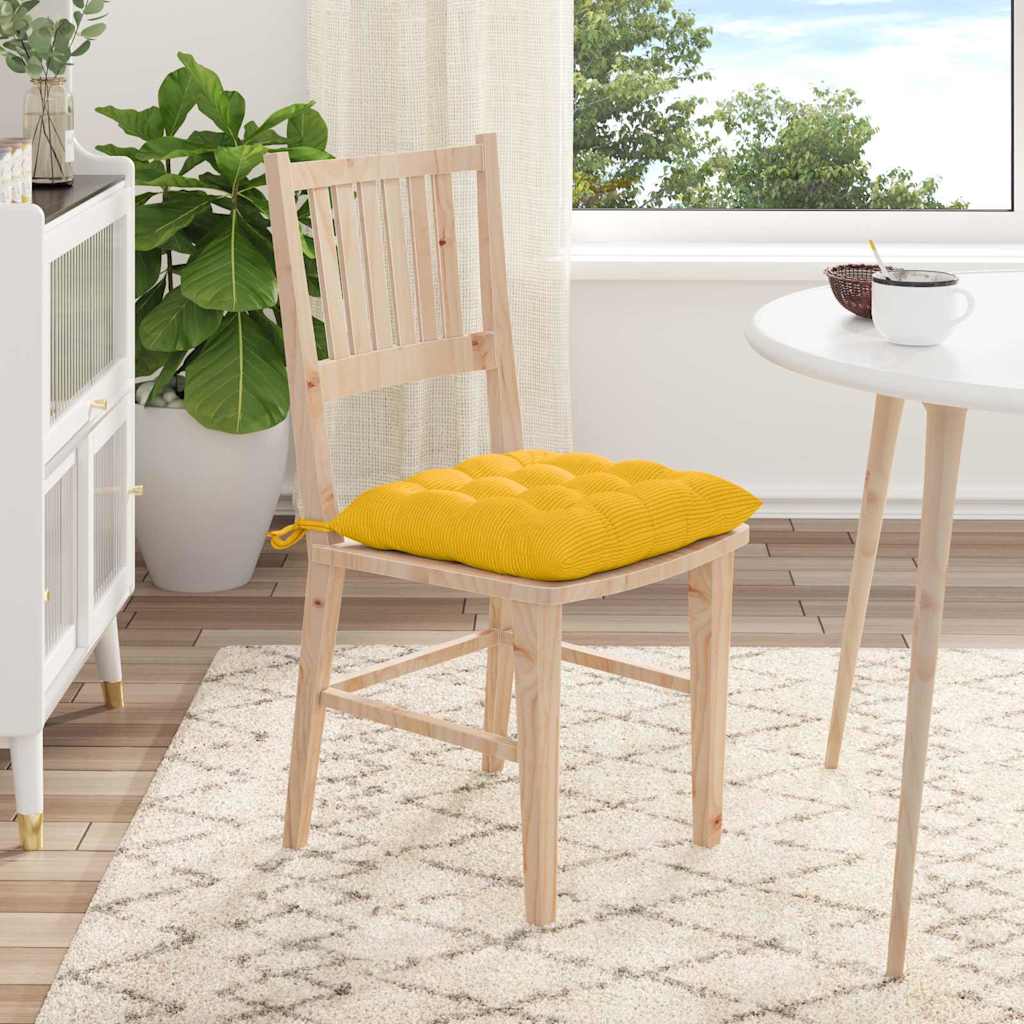 Sitzkissen 4 pcs Helles Gelb 40 x 40 x 6 cm Cordstoff
