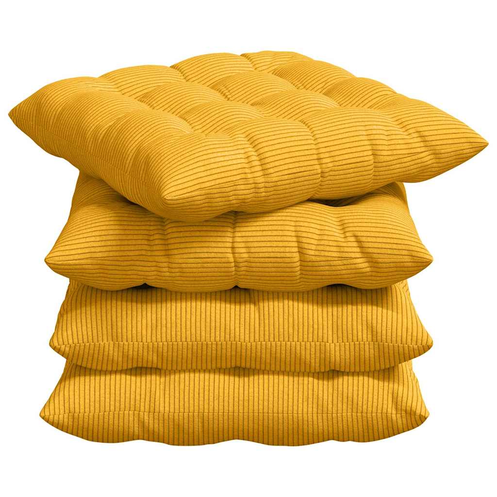 Sitzkissen 4 pcs Helles Gelb 40 x 40 x 6 cm Cordstoff