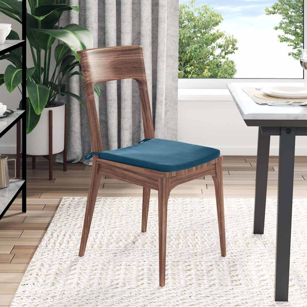 Sitzkissen 4 pcs Blau 40 x 40 x 3 cm Samt