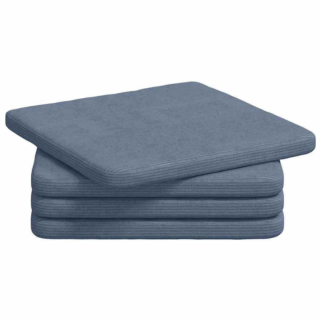 Sitzkissen 4 Stück Blau 40 x 40 x 3 cm Cordstoff