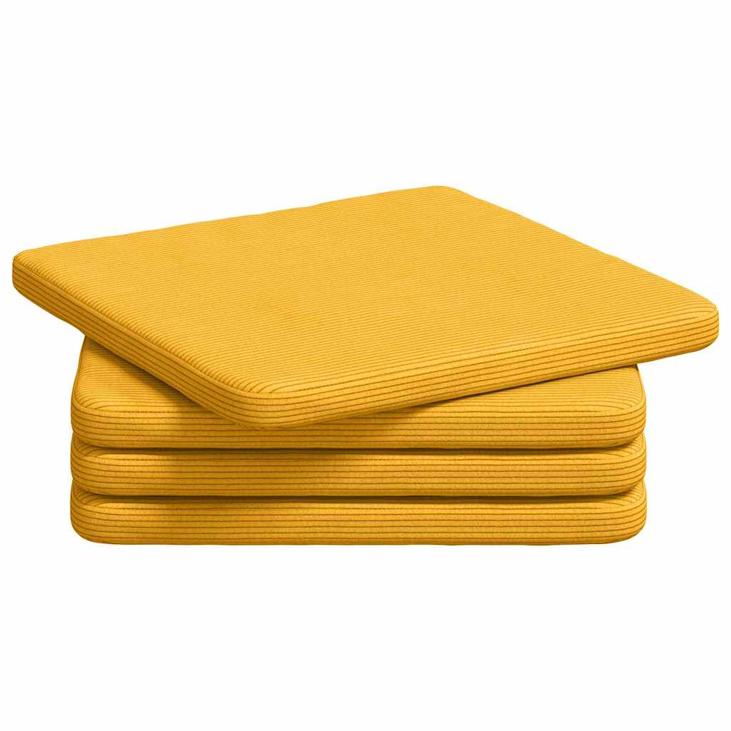 Sitzkissen 4 pcs Helles Gelb 40 x 40 x 3 cm Cordstoff