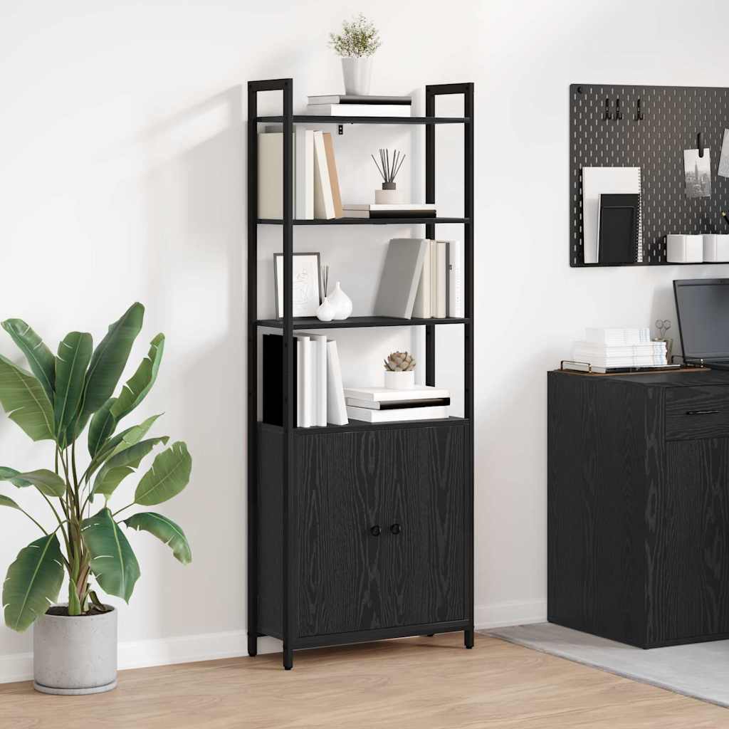 Bücherregal Schwarz Eichen-Optik 60 x 24 x 161 cm Holzwerkstoff