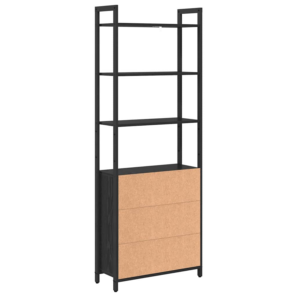 Bücherregal Schwarz Eichen-Optik 60 x 24 x 161 cm Holzwerkstoff