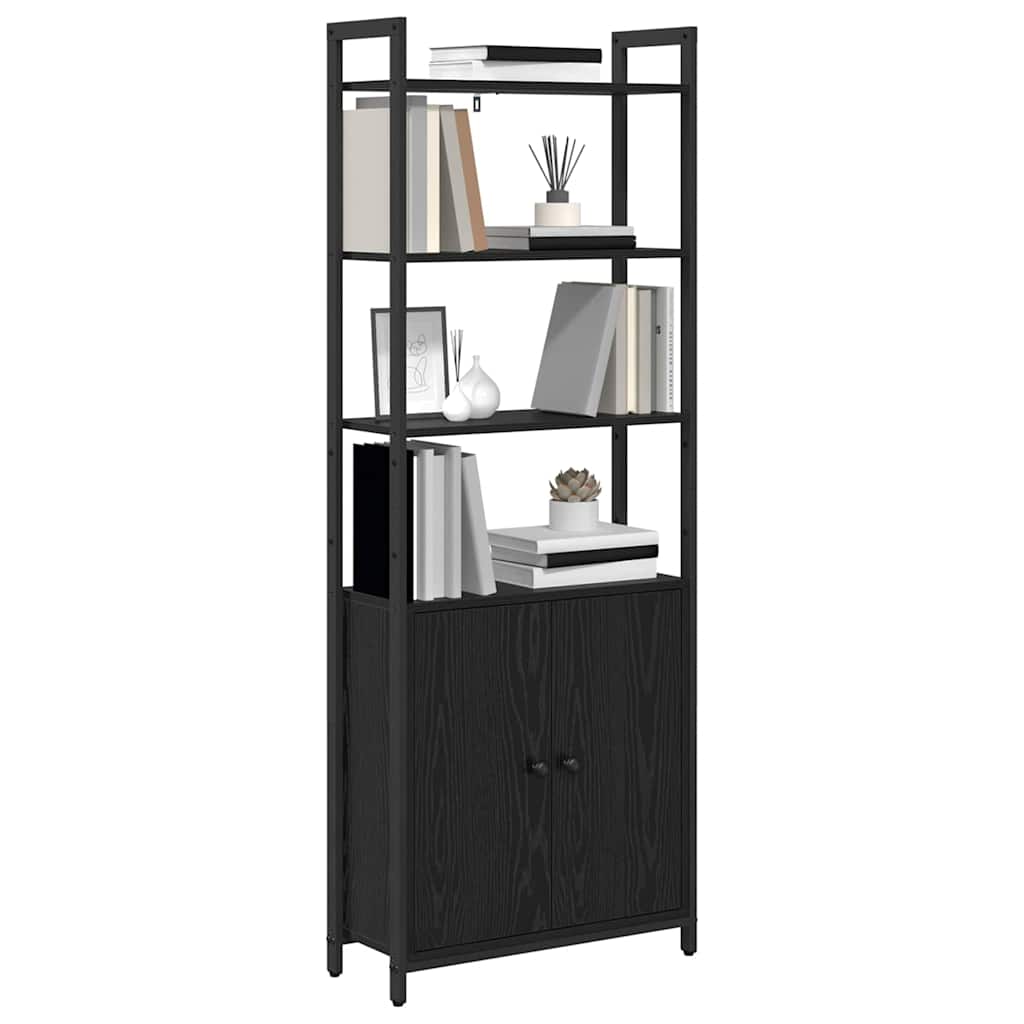 Bücherregal Schwarz Eichen-Optik 60 x 24 x 161 cm Holzwerkstoff