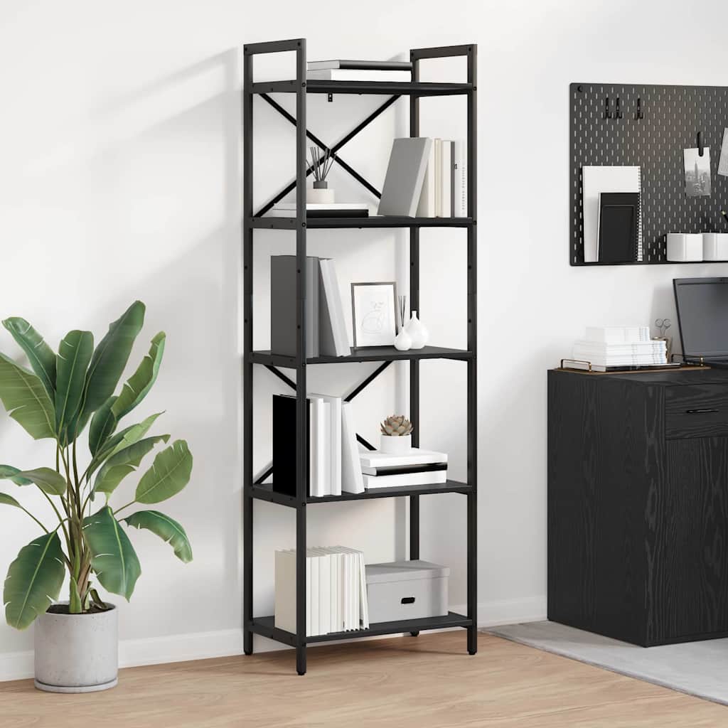 Bücherregal Schwarz Eichen-Optik 56 x 34 x 171 cm Holzwerkstoff