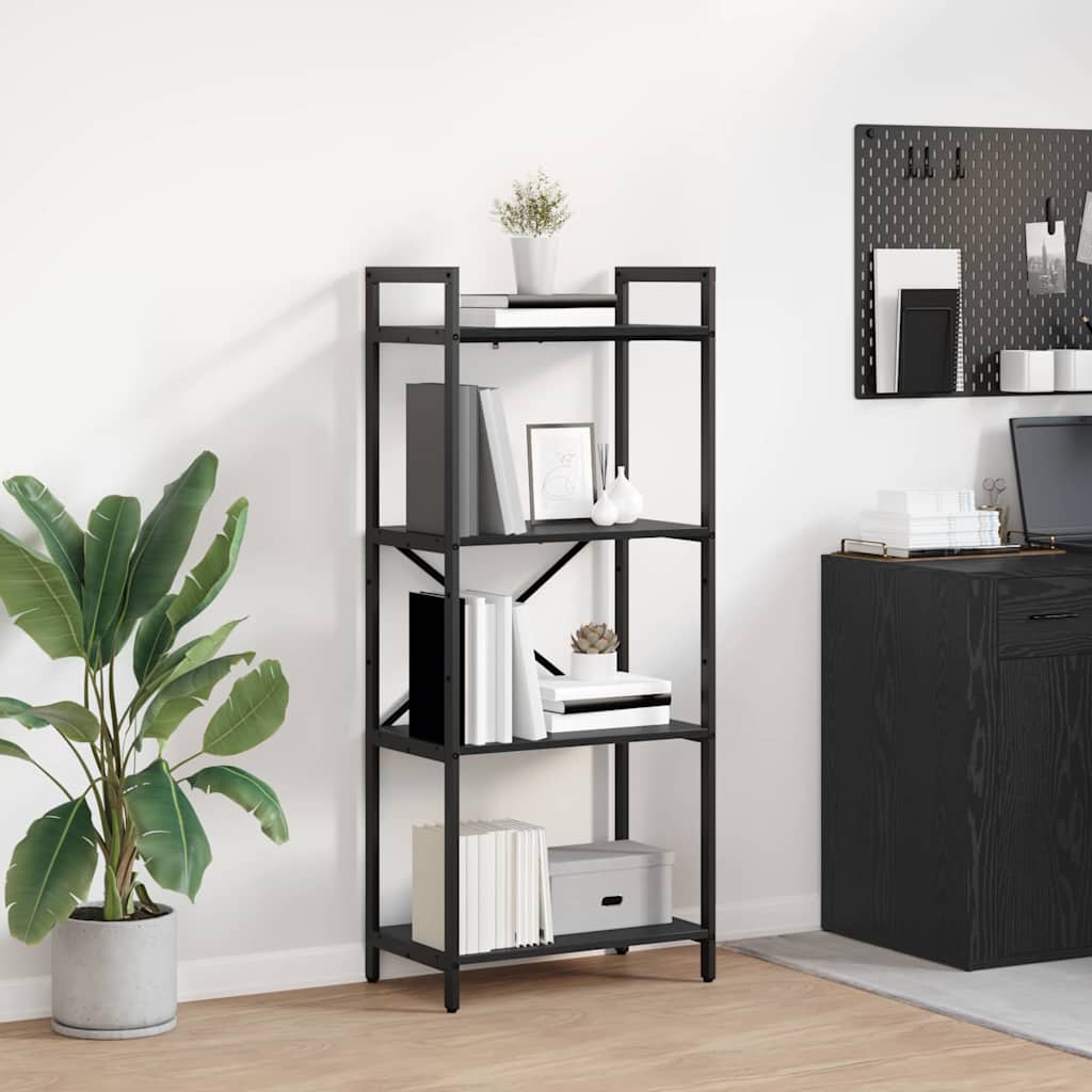 Bücherregal Schwarz Eichen-Optik 56 x 34 x 133,5 cm