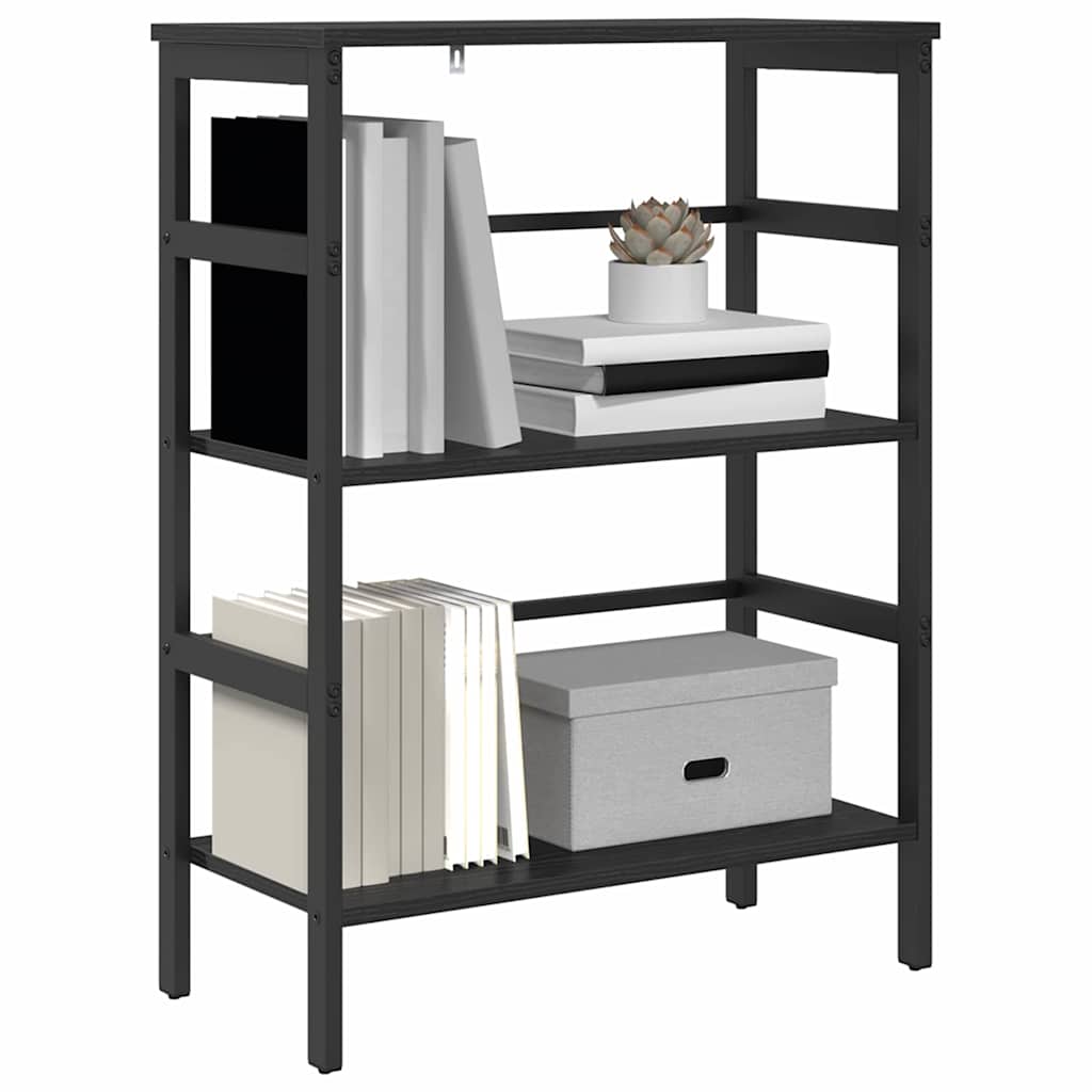 Bücherregal Schwarz Eichen-Optik 60 x 29,5 x 81 cm