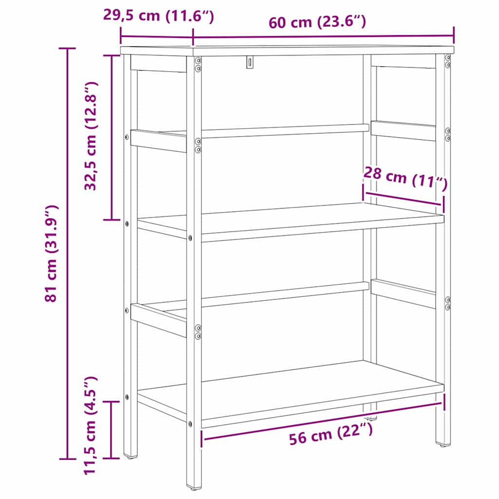 Bücherregal Geräucherte Eiche 60 x 29,5 x 81 cm Holzwerkstoff