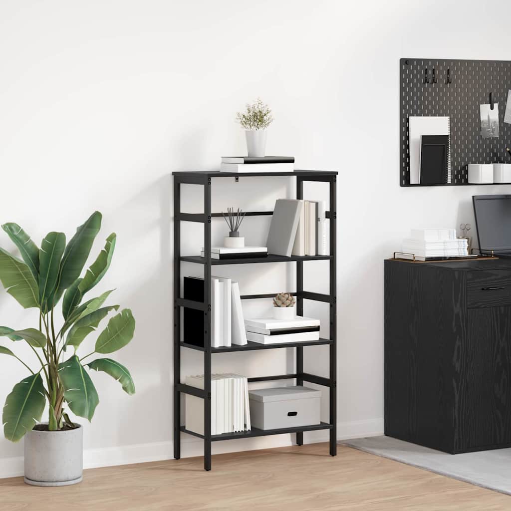 Bücherregal Schwarz Eichen-Optik 60 x 29,5 x 115 cm