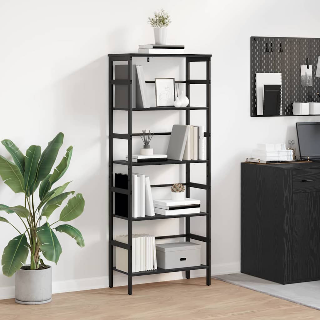 Bücherregal Schwarz Eichen-Optik 60 x 29,5 x 149 cm