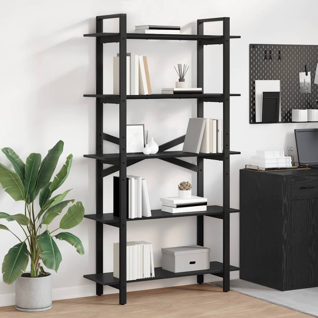 Bücherregal Schwarz Eichen-Optik 100 x 33,5 x 178 cm