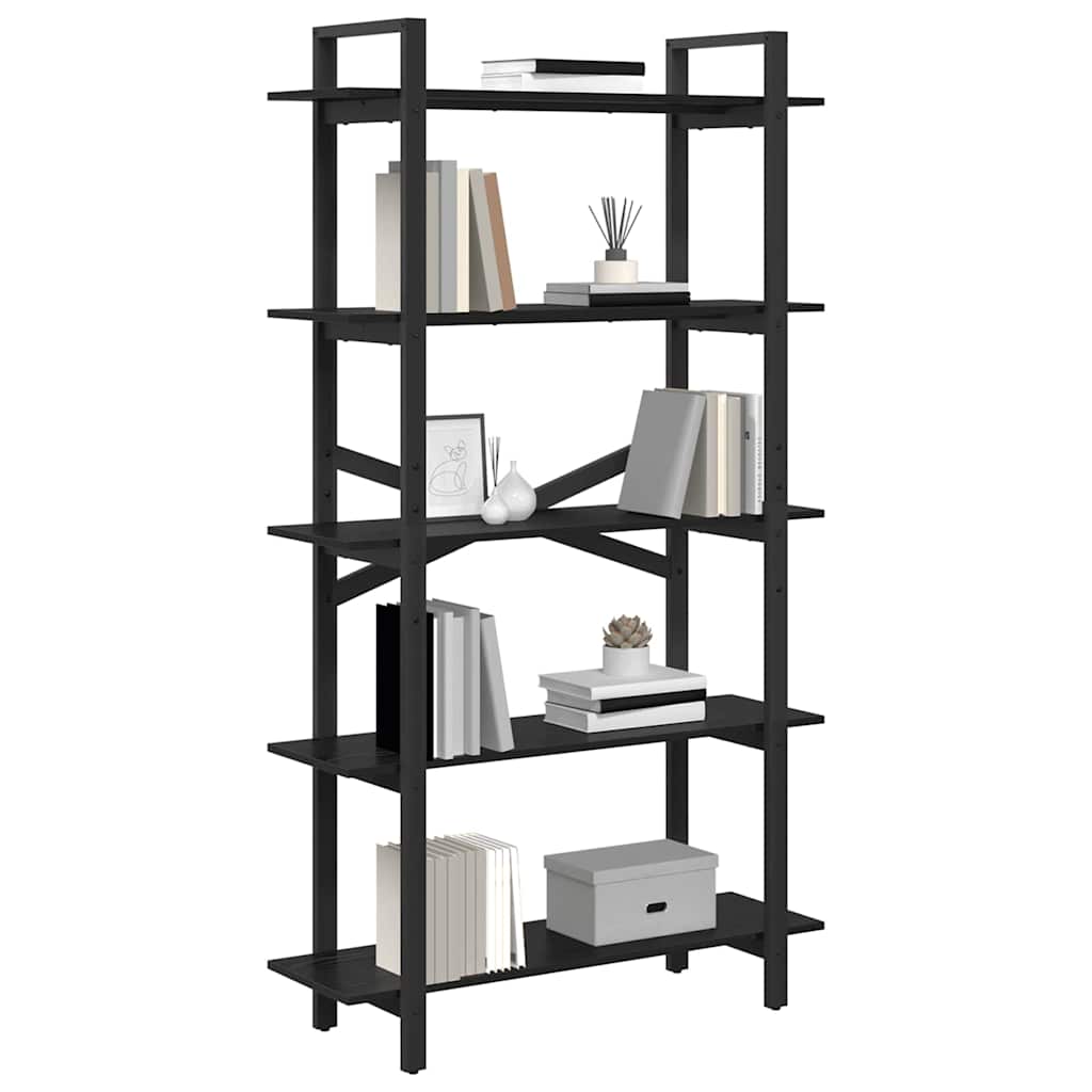 Bücherregal Schwarz Eichen-Optik 100 x 33,5 x 178 cm