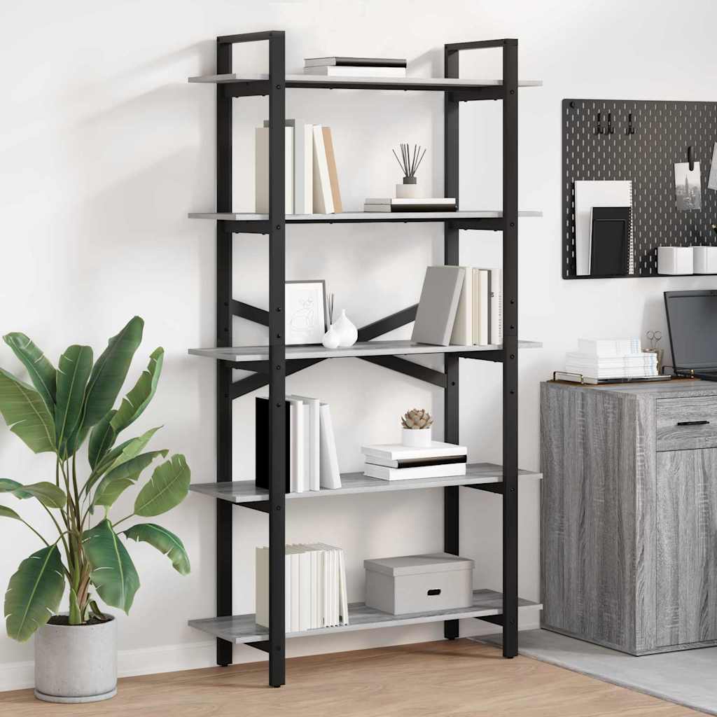 Bücherregal Graues Sonoma 100 x 33,5 x 178 cm Holzwerkstoff