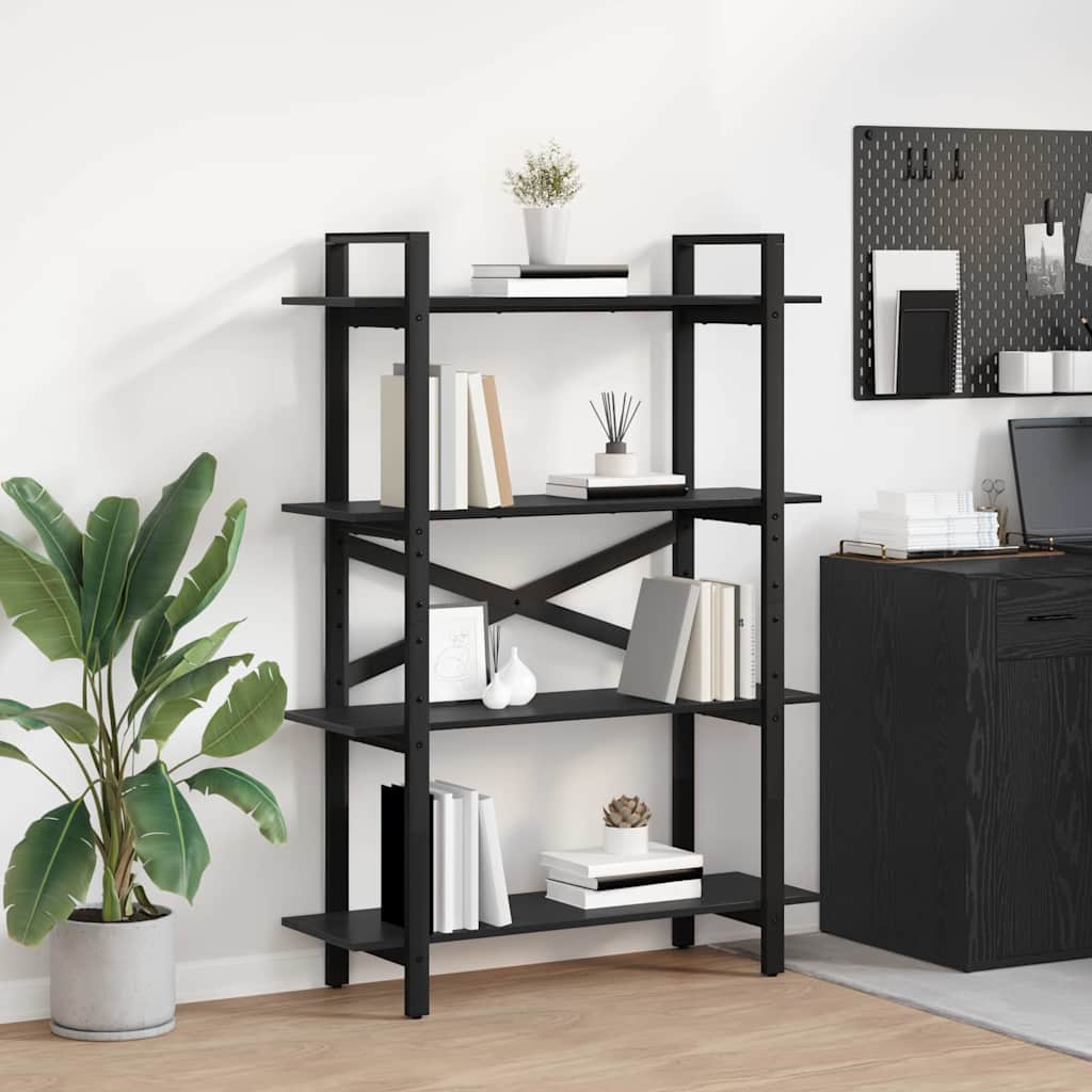 Bücherregal Schwarz Eichen-Optik 100 x 33,5 x 140 cm