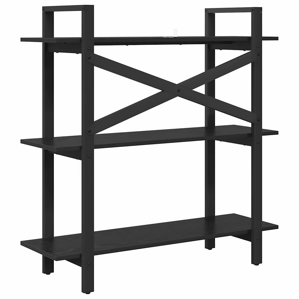 Bücherregal Schwarz Eichen-Optik 100 x 33,5 x 102 cm