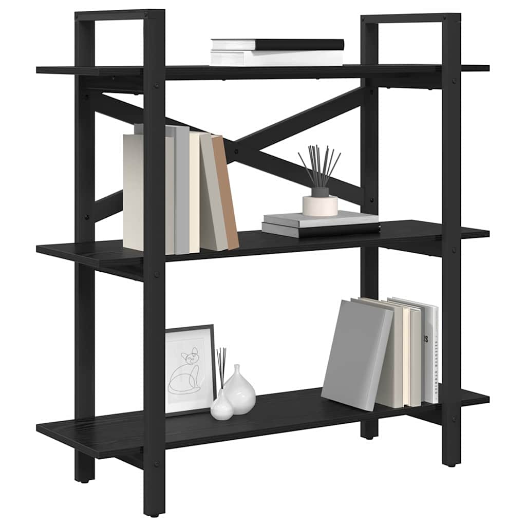 Bücherregal Schwarz Eichen-Optik 100 x 33,5 x 102 cm