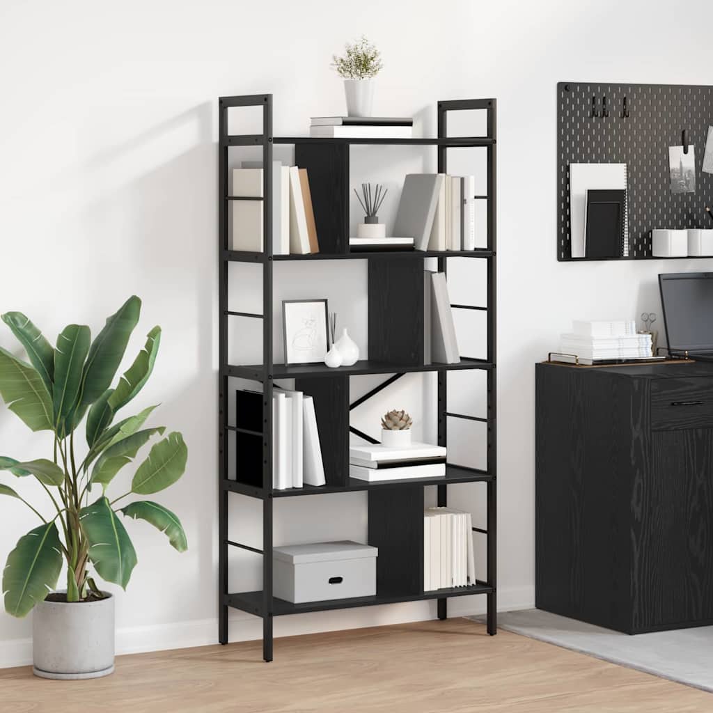 Bücherregal Schwarz Eichen-Optik 75 x 30 x 156 cm Holzwerkstoff