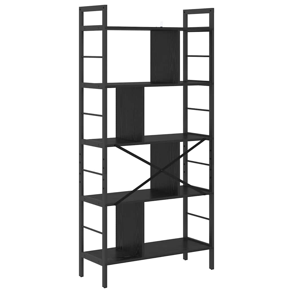 Bücherregal Schwarz Eichen-Optik 75 x 30 x 156 cm Holzwerkstoff