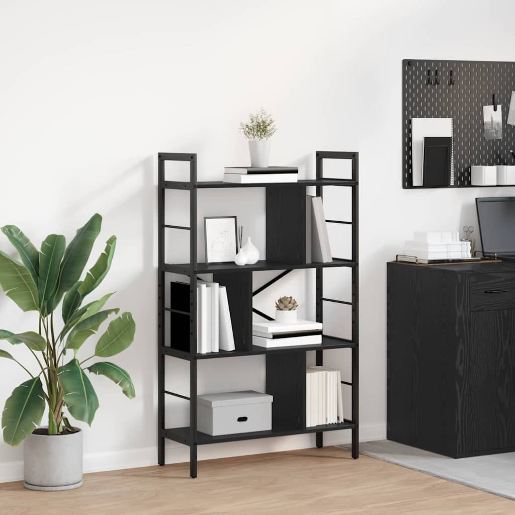 Bücherregal Schwarz Eichen-Optik 75 x 30 x 123,5 cm