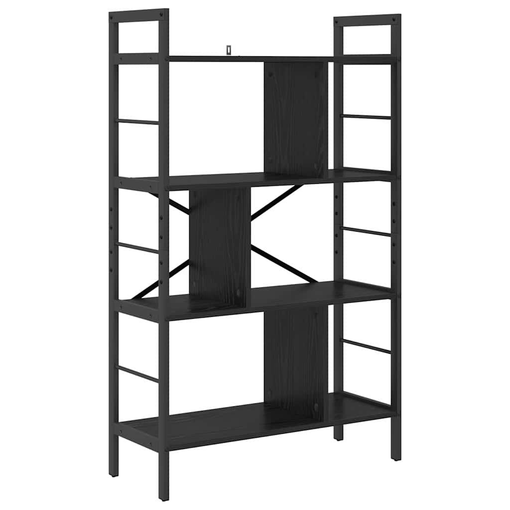 Bücherregal Schwarz Eichen-Optik 75 x 30 x 123,5 cm