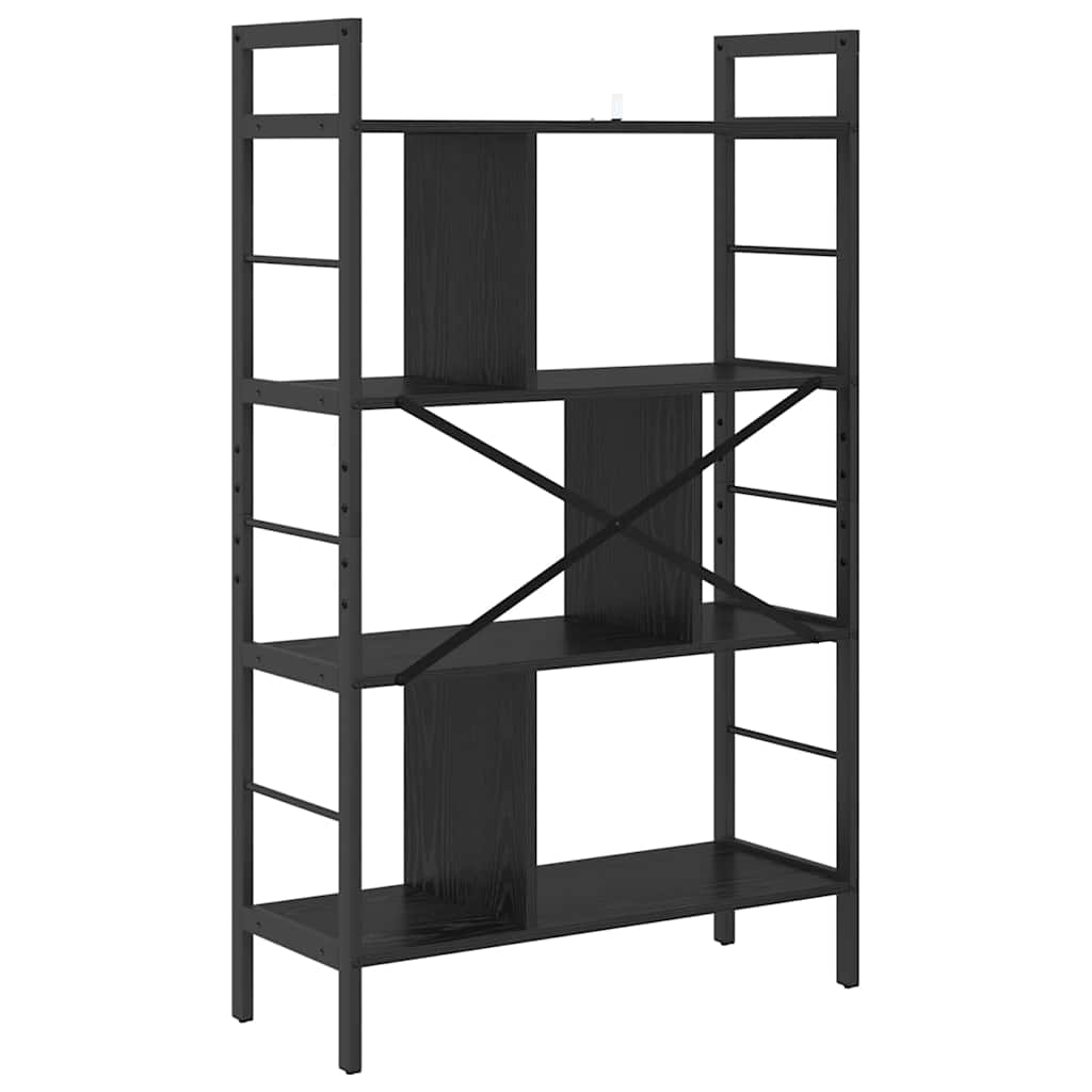 Bücherregal Schwarz Eichen-Optik 75 x 30 x 123,5 cm