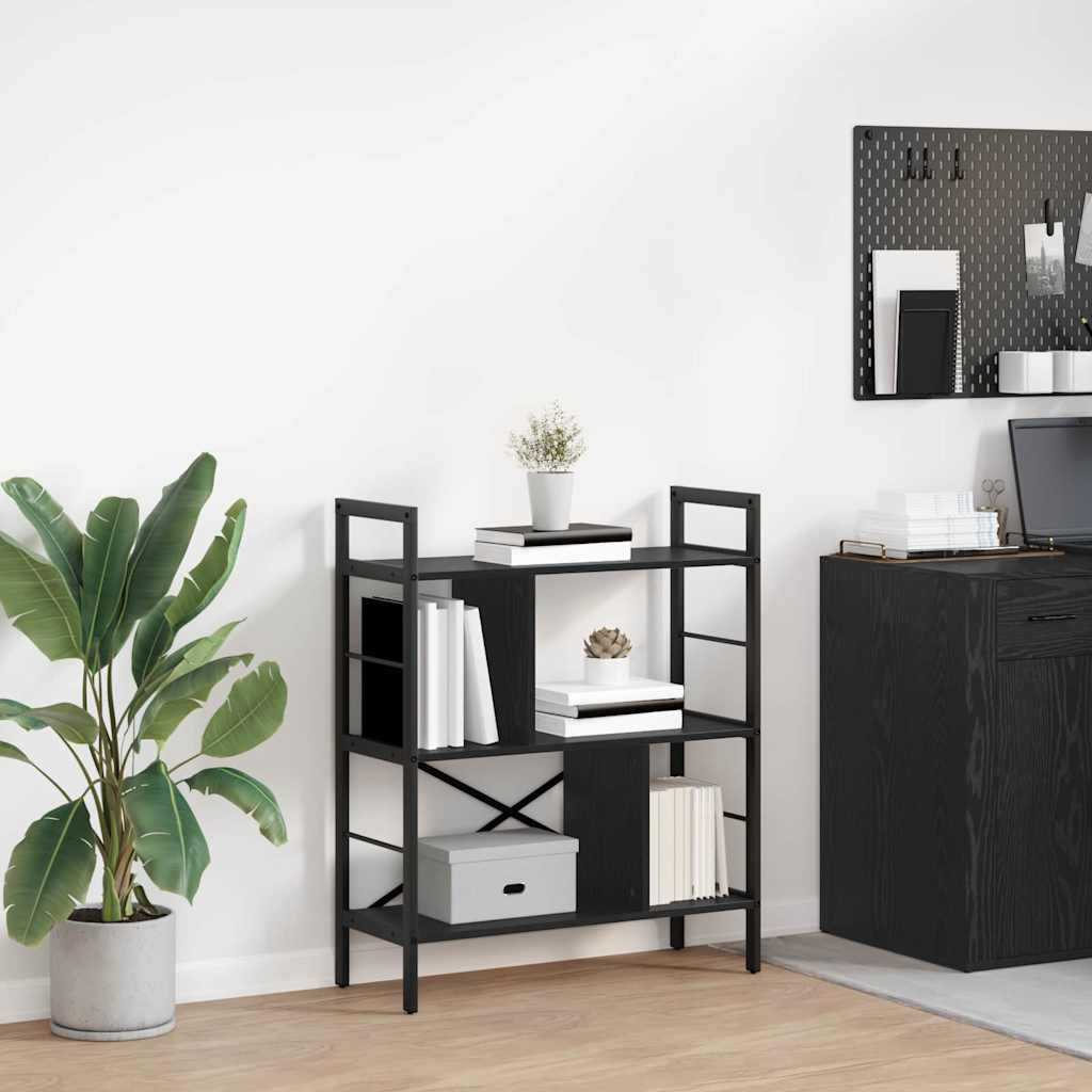 Bücherregal Schwarz Eichen-Optik 75 x 30 x 91 cm Holzwerkstoff