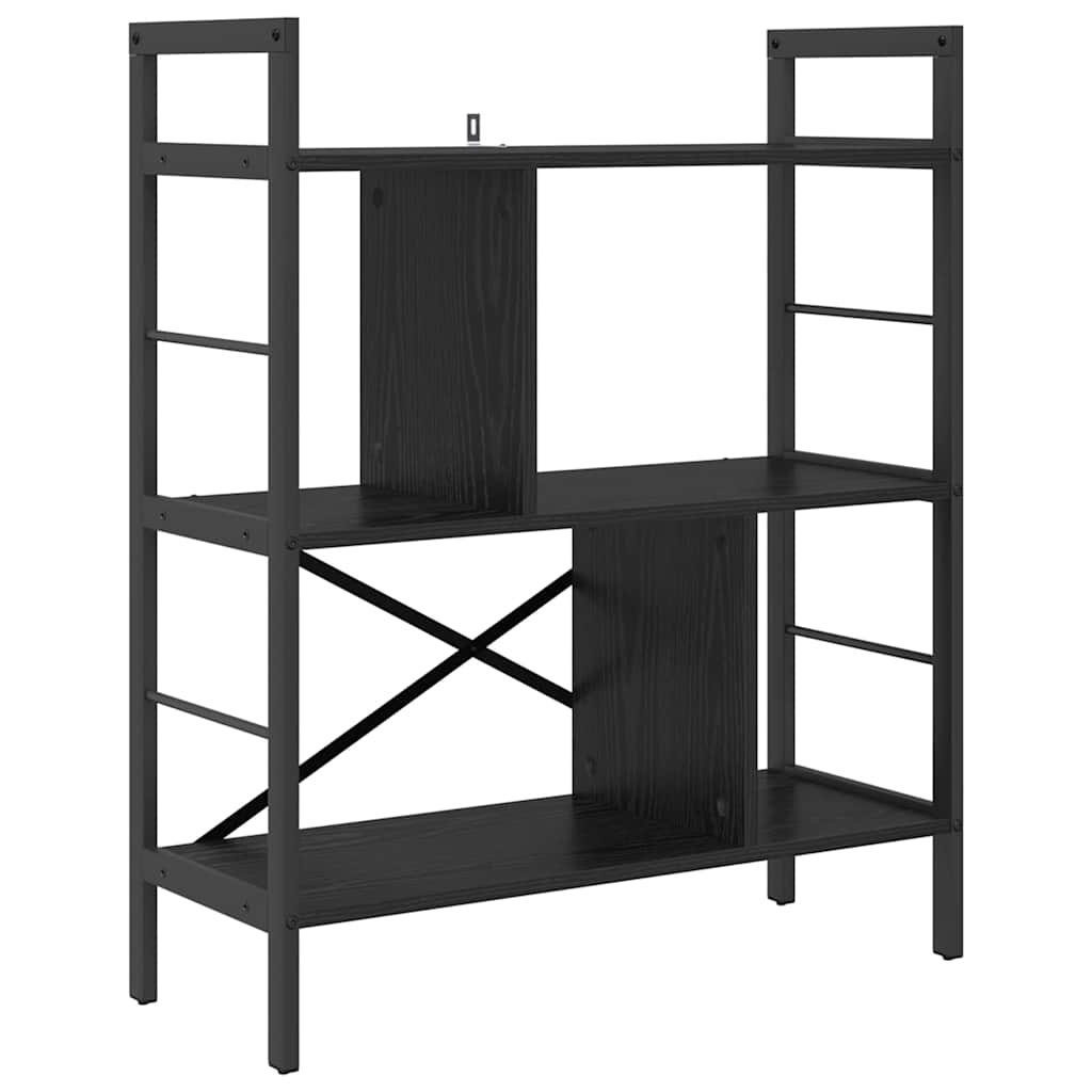 Bücherregal Schwarz Eichen-Optik 75 x 30 x 91 cm Holzwerkstoff