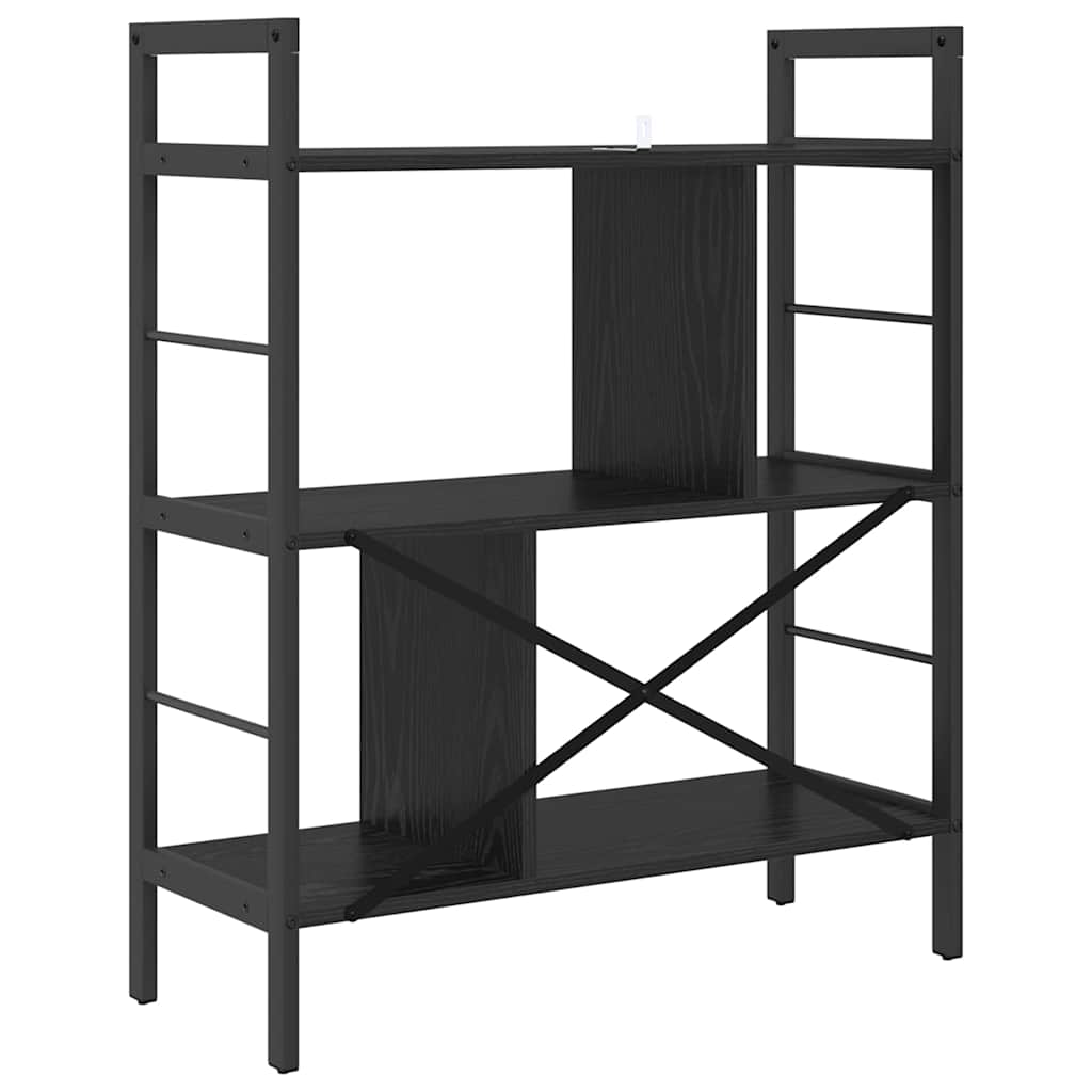 Bücherregal Schwarz Eichen-Optik 75 x 30 x 91 cm Holzwerkstoff