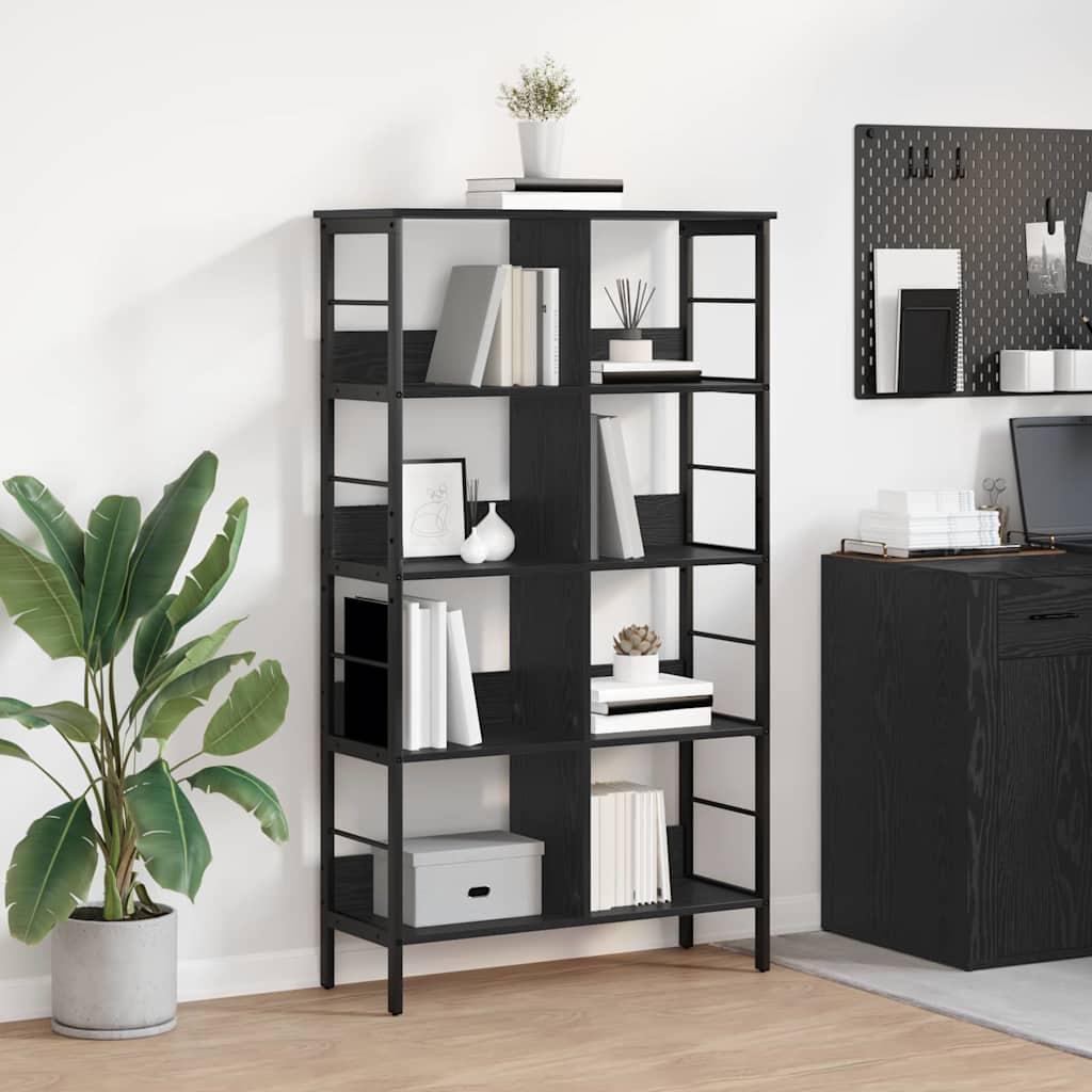 Bücherregal Schwarz Eichen-Optik 82 x 32 x 144,5 cm