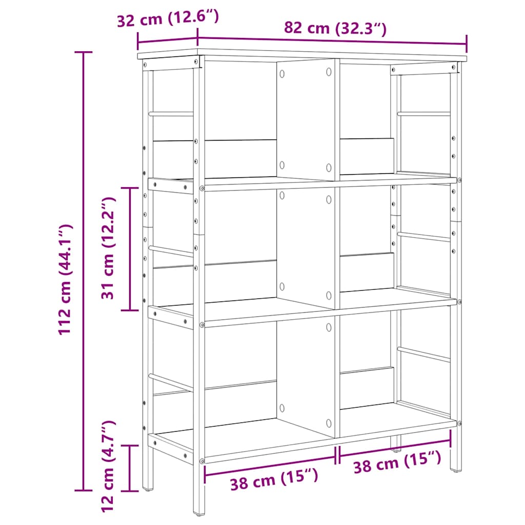 Bücherregal Geräucherte Eiche 82 x 32 x 112 cm Holzwerkstoff