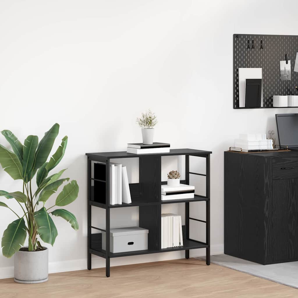 Bücherregal Schwarz Eichen-Optik 82 x 32 x 79 cm Holzwerkstoff