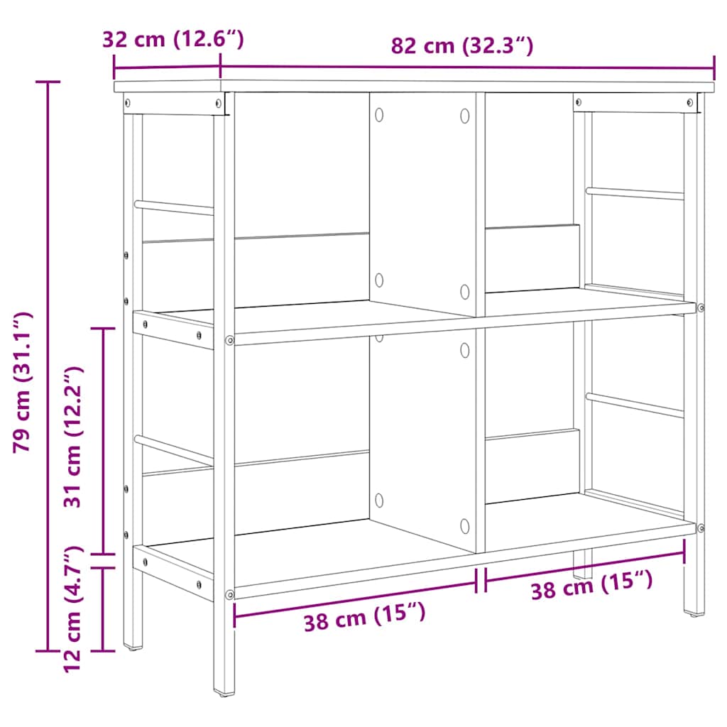 Bücherregal Geräucherte Eiche 82 x 32 x 79 cm Holzwerkstoff