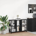 Bücherregal Schwarz Eichen-Optik 102 x 32 x 72,5 cm
