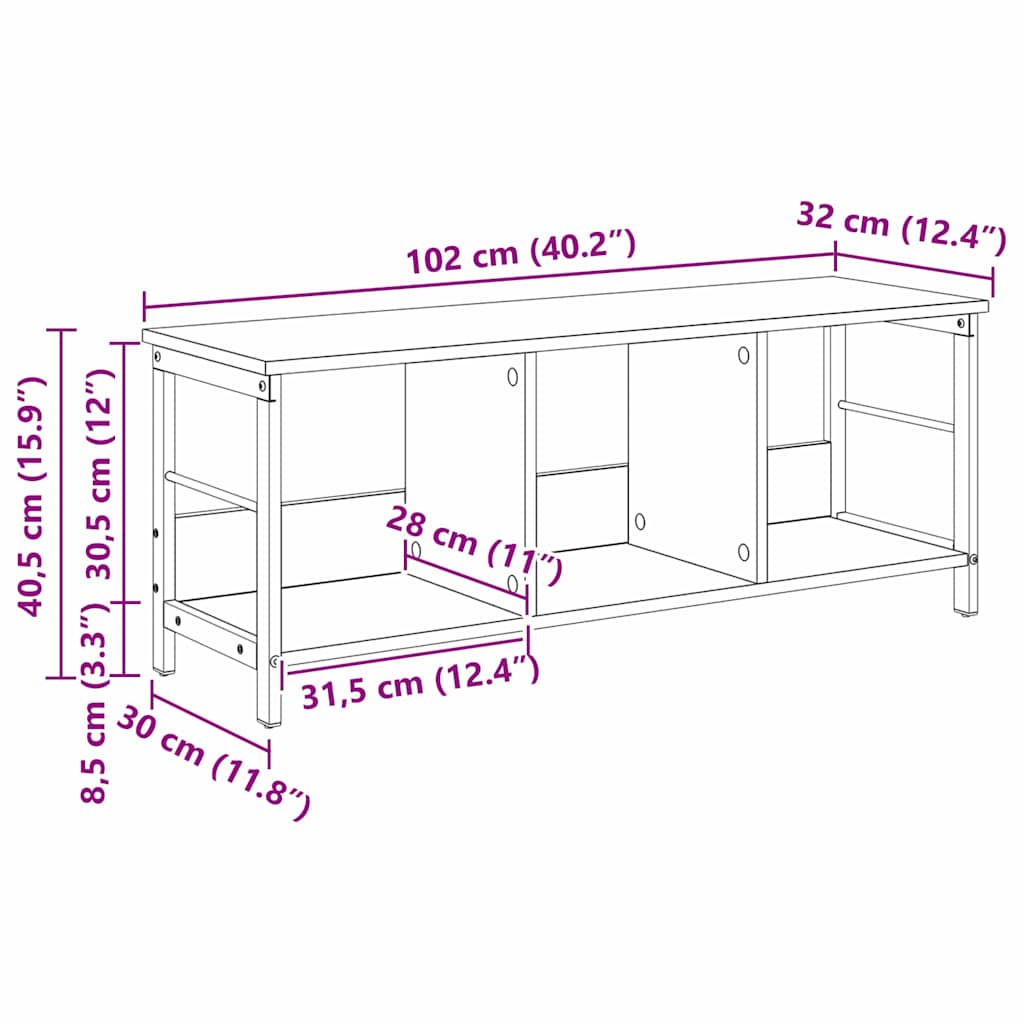 Bücherregal Geräucherte Eiche 102 x 32 x 40,5 cm Holzwerkstoff