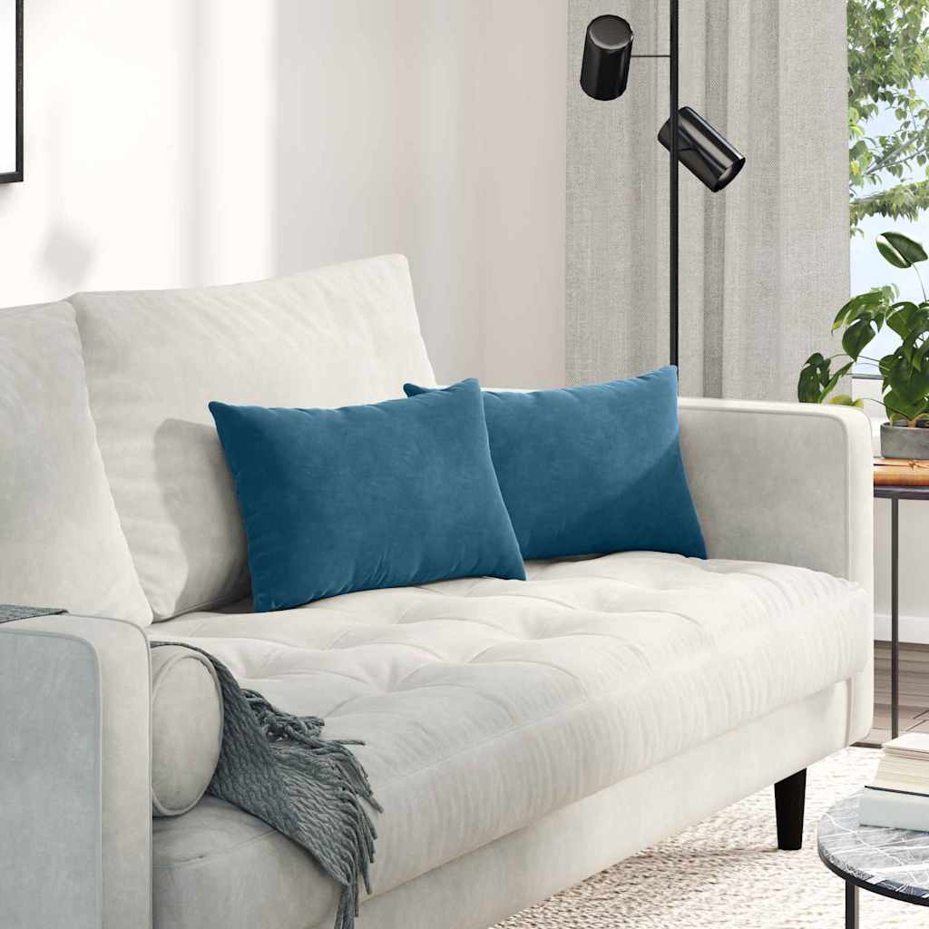 Sofakissen 2 Stück Blau 50 x 30 cm Cordstoff