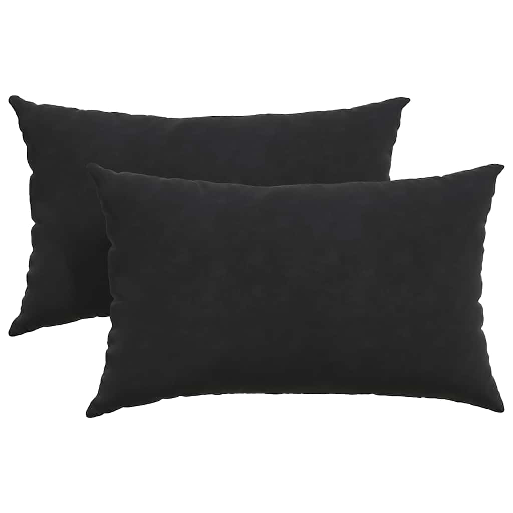 Sofakissen 2 Stück Schwarz 50 x 30 cm Cordstoff
