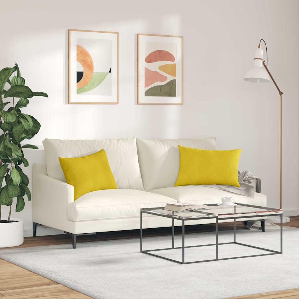 Sofakissen 2 Stück Gelb 60 x 40 cm Cordstoff