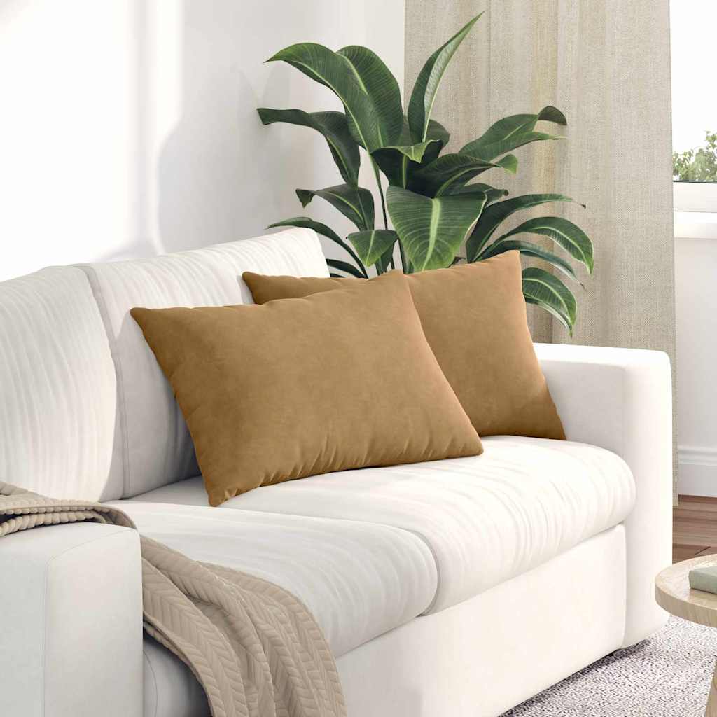 Sofakissen 2 Stück Braun 60 x 40 cm Cordstoff