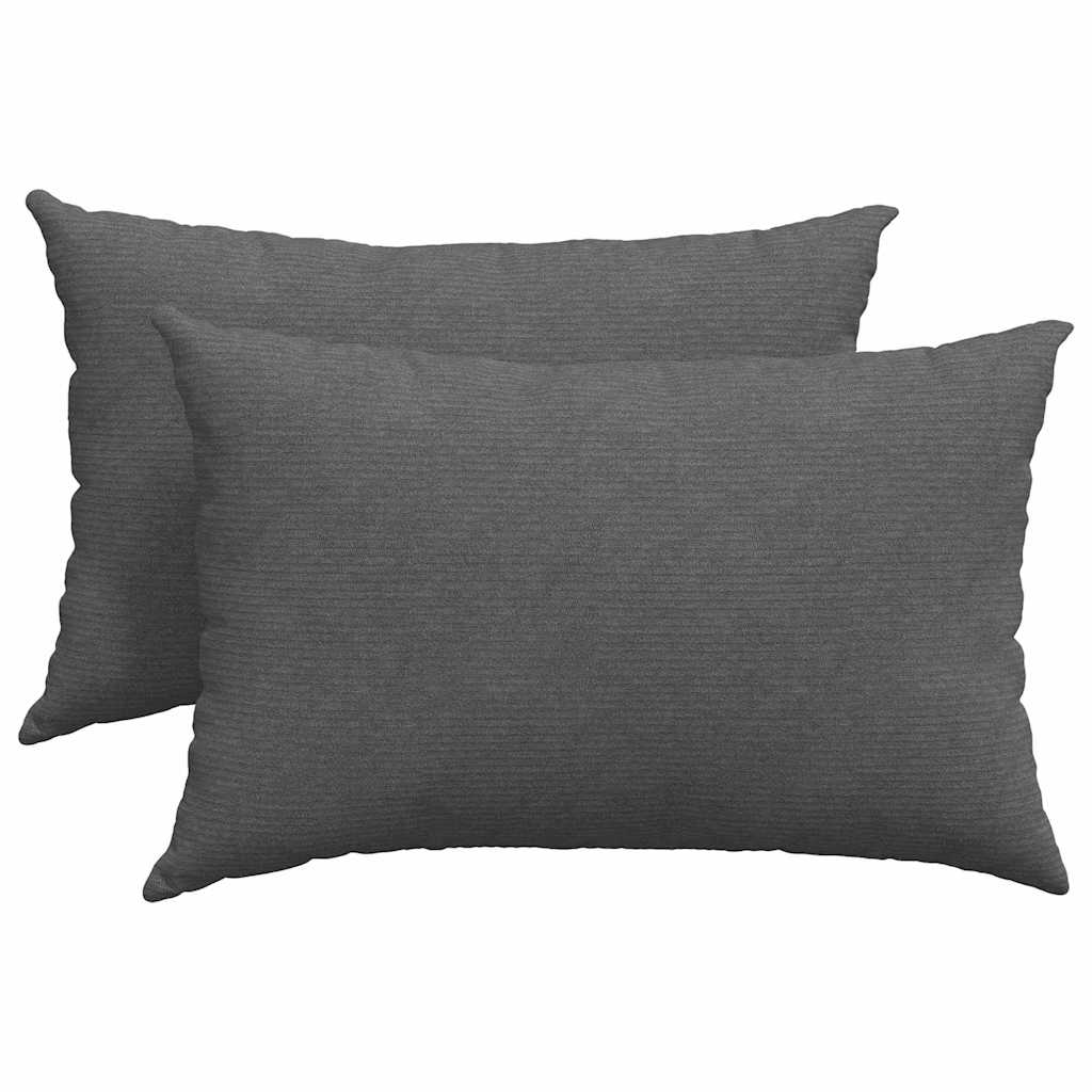 Sofakissen 2 Stück Dunkelgrau 60 x 40 cm Cordstoff