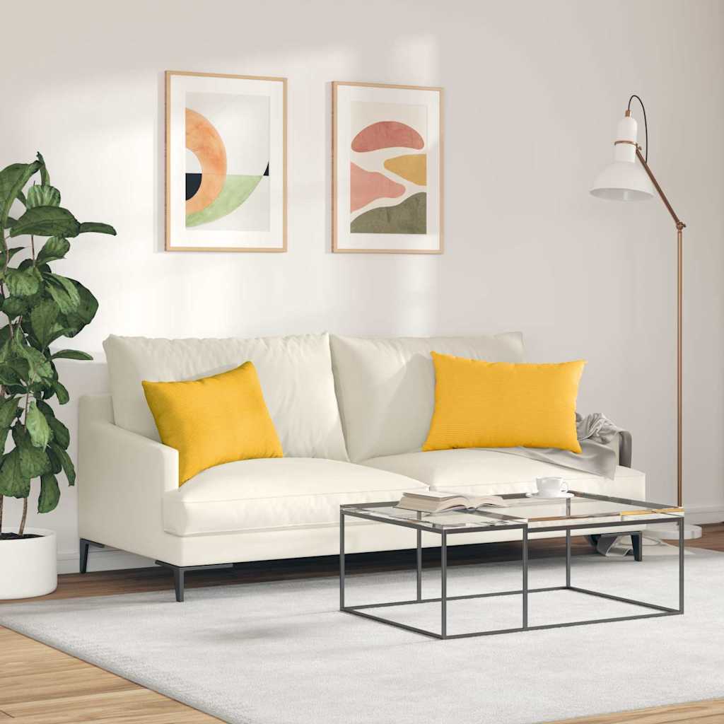 Sofakissen 2 Stück Helles Gelb 60 x 40 cm Cordstoff