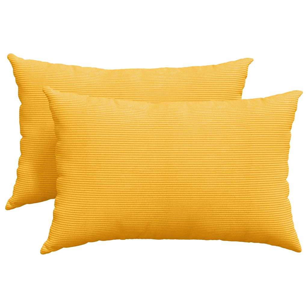 Sofakissen 2 Stück Helles Gelb 60 x 40 cm Cordstoff