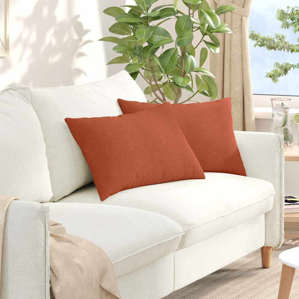 Sofakissen 2 Stück Rot-Orange 60 x 40 cm Cordstoff
